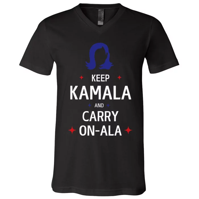 Keep Kamala And Carry On Ala V-Neck T-Shirt