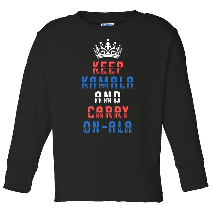 Keep Kamala And Carry Onala Vote Blue Harris Election 2024 Toddler Long Sleeve Shirt