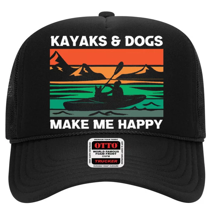 Kayaking Kayaks And Dogs High Crown Mesh Trucker Hat