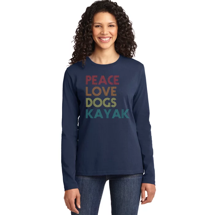 Kayaker Kayaking Apparel Kayak And Dog Lovers Vintage Retro Ladies Long Sleeve Shirt