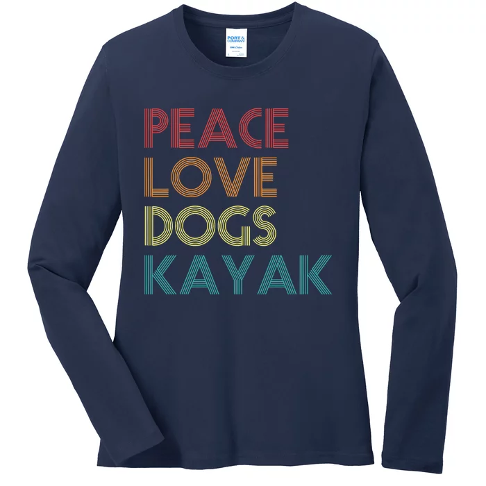 Kayaker Kayaking Apparel Kayak And Dog Lovers Vintage Retro Ladies Long Sleeve Shirt