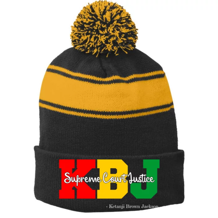 KBJ Ketanji Brown Jackson Supreme Court Justice Judge Stripe Pom Pom Beanie