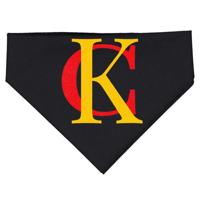 Kc Kansas City Red Yellow & Black Kc Classic Kc Initials USA-Made Doggie Bandana