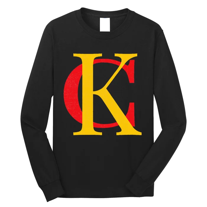 Kc Kansas City Red Yellow & Black Kc Classic Kc Initials Long Sleeve Shirt