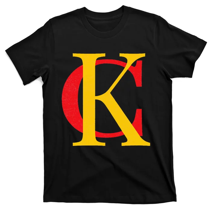 Kc Kansas City Red Yellow & Black Kc Classic Kc Initials T-Shirt