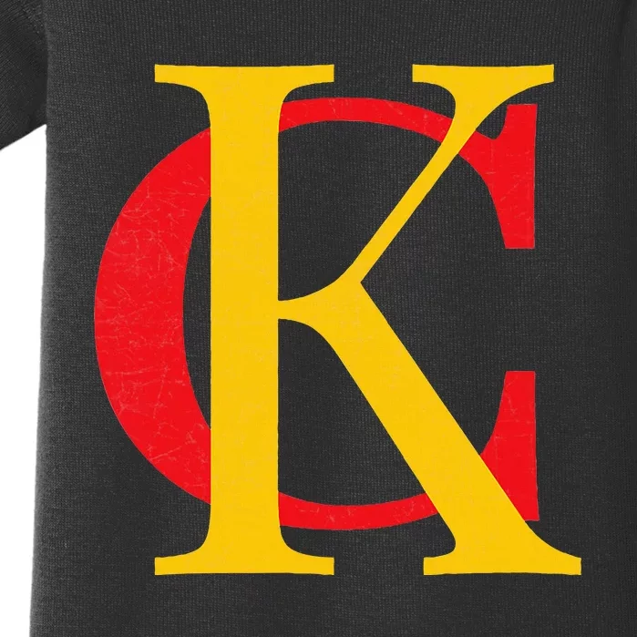 Kc Kansas City Red Yellow & Black Kc Classic Kc Initials Baby Bodysuit