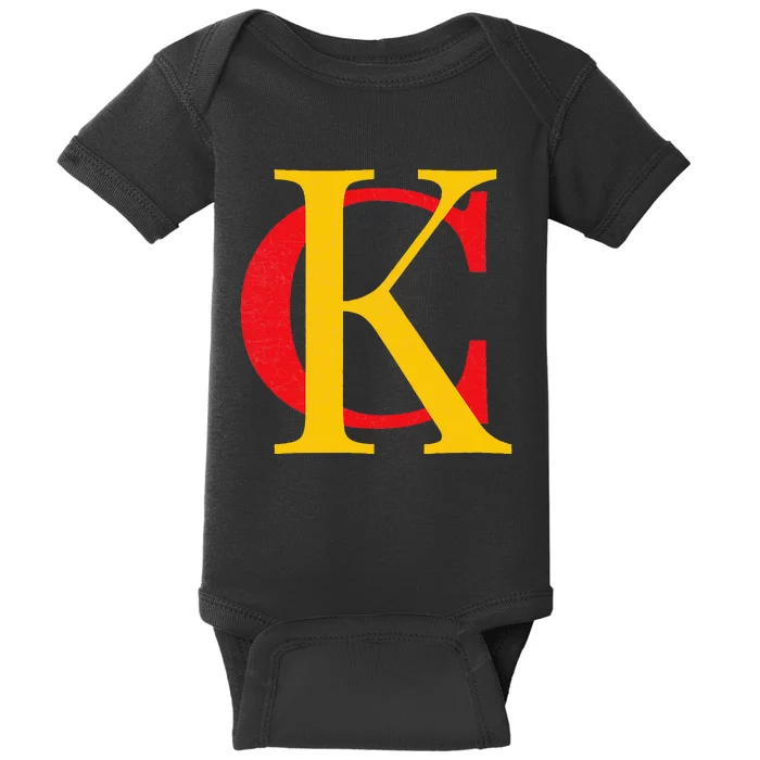 Kc Kansas City Red Yellow & Black Kc Classic Kc Initials Baby Bodysuit