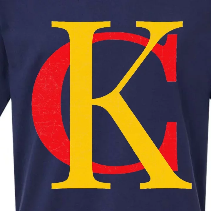 Kc Kansas City Red Yellow & Black Kc Classic Kc Initials Sueded Cloud Jersey T-Shirt