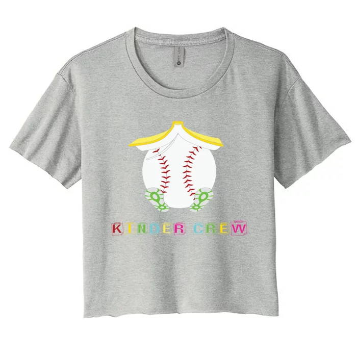 Kindergarten Kinder Crew Baseball First Day Kindergarten Gift Women's Crop Top Tee