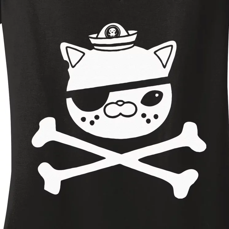 Kids Kwazii Cute Funny Pirate Cat Kids Women's V-Neck T-Shirt