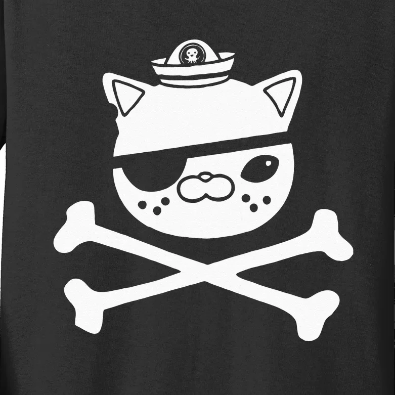 Kids Kwazii Cute Funny Pirate Cat Kids Kids Long Sleeve Shirt