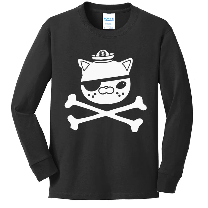 Kids Kwazii Cute Funny Pirate Cat Kids Kids Long Sleeve Shirt