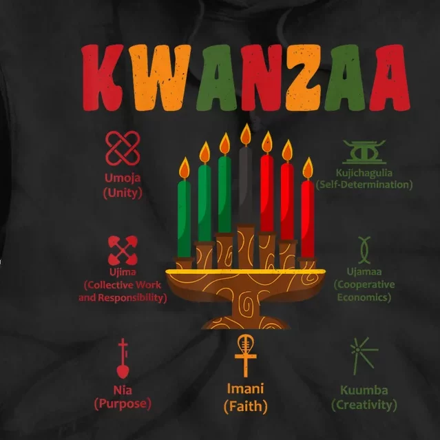 Kwanzaa Kinara Candles Seven Principles African Kwanzaa Tie Dye Hoodie