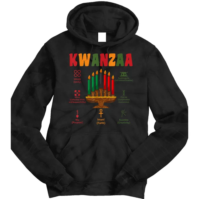 Kwanzaa Kinara Candles Seven Principles African Kwanzaa Tie Dye Hoodie