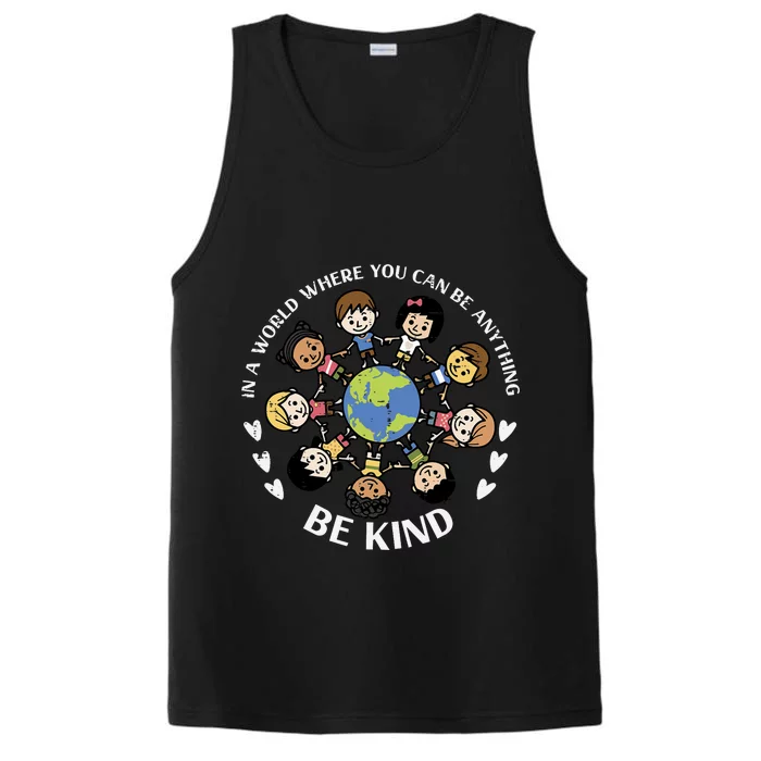 Kind Kids Earth Anti Bullying Unity Day Orange Boy Girl Performance Tank