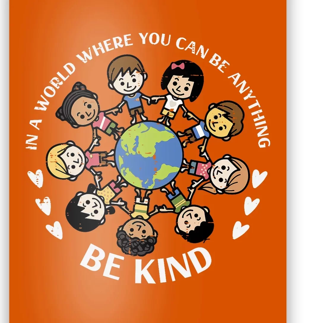 Kind Kids Earth Anti Bullying Unity Day Orange Boy Girl Poster