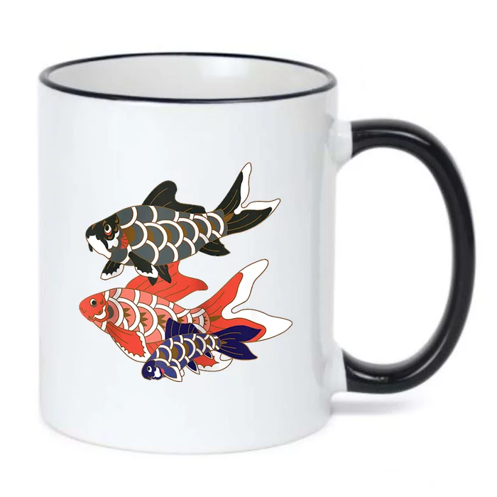 Koinobori Koi Family Raglan Baseball Black Color Changing Mug