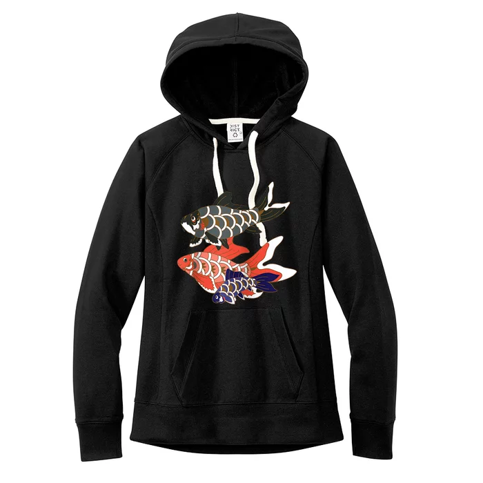 Koinobori Koi Family Raglan Baseball Women's Fleece Hoodie