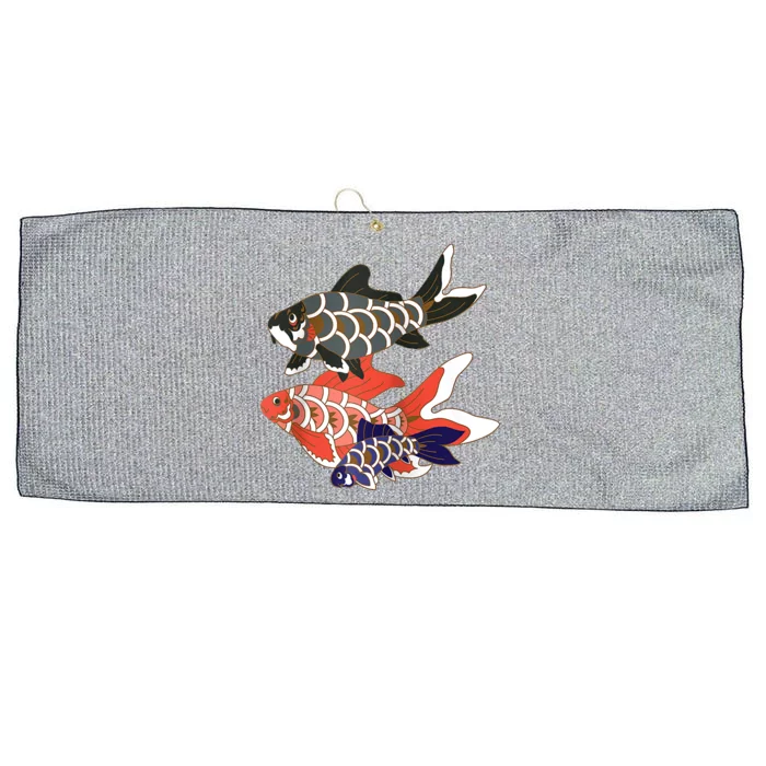 Koinobori Koi Family Raglan Baseball Large Microfiber Waffle Golf Towel