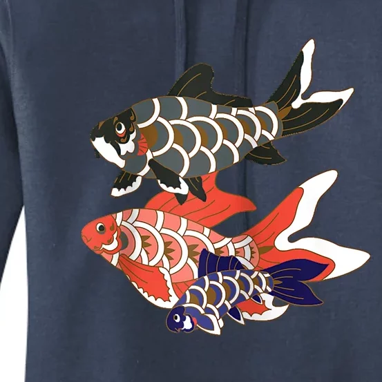 Koinobori Koi Family Raglan Baseball Women's Pullover Hoodie