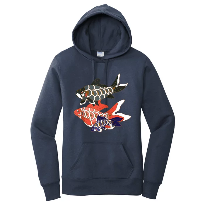 Koinobori Koi Family Raglan Baseball Women's Pullover Hoodie