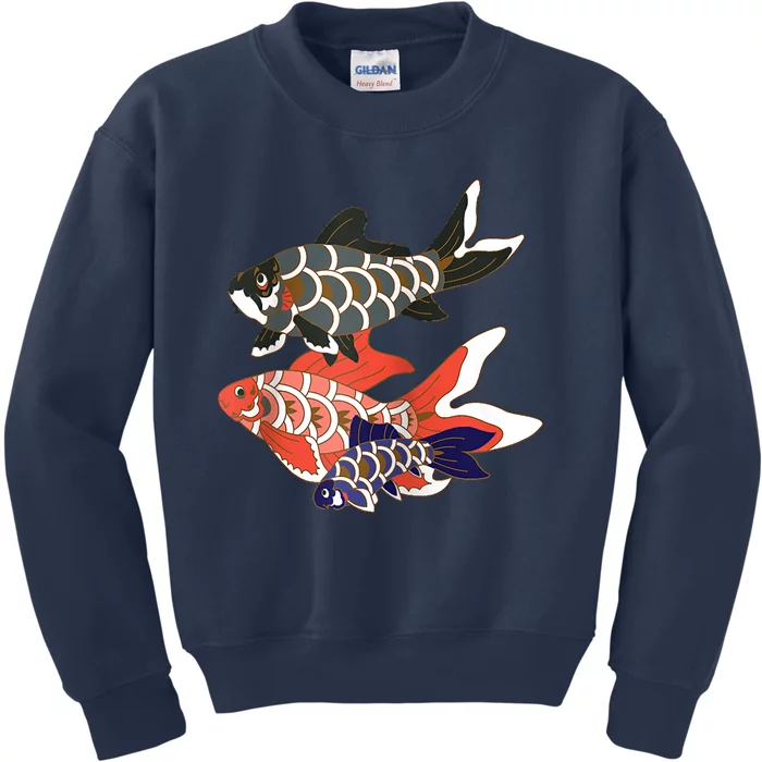 Koinobori Koi Family Raglan Baseball Kids Sweatshirt