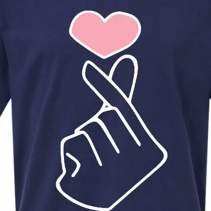 Kpop Kpop Finger Heart Korea Finger Heart Love Sueded Cloud Jersey T-Shirt