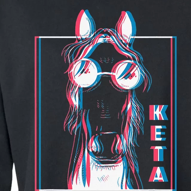 Keta Ketamine Horse Rave Dj Party Techno Cropped Pullover Crew