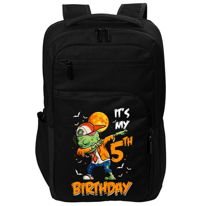 Kids Kids Its My 5th Birthday Dabbing Zombie Halloween Costume Impact Tech Backpack