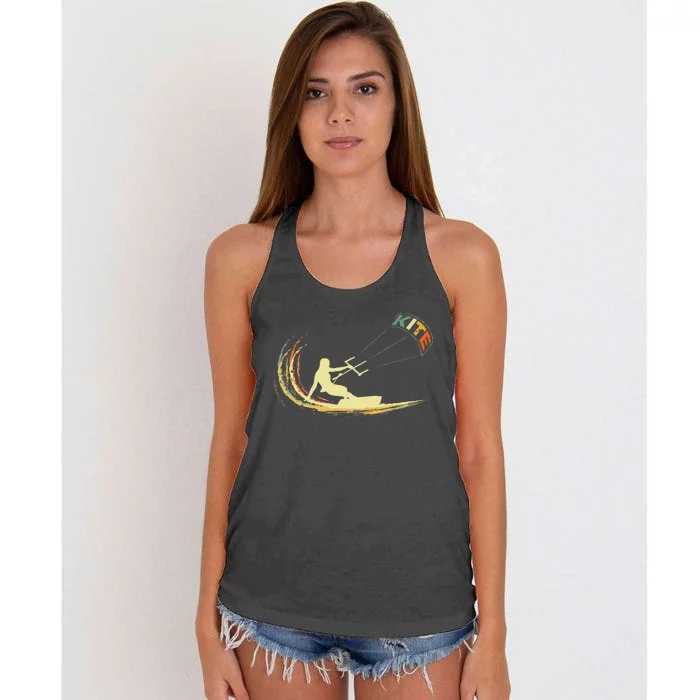 Kite Kiteboarding Kitesurfing Surf Vintage Retro Holiday Women's Knotted Racerback Tank