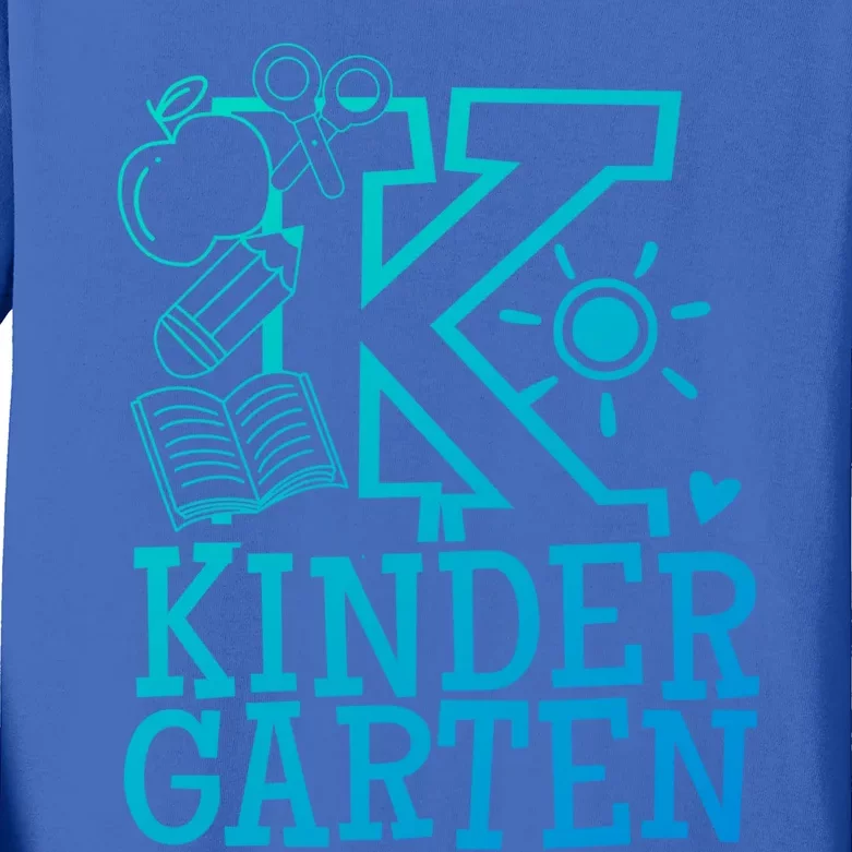 K Kinder Kindergarten Teacher Team Gift Kids Long Sleeve Shirt