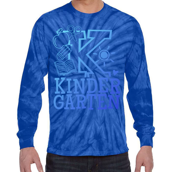 K Kinder Kindergarten Teacher Team Gift Tie-Dye Long Sleeve Shirt