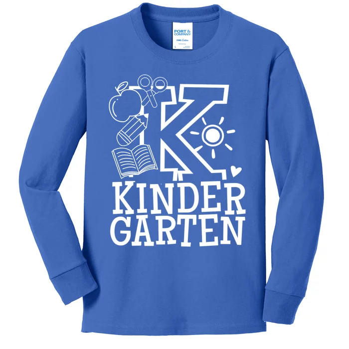 K Kinder Kindergarten Teacher Team Cute Gift Kids Long Sleeve Shirt