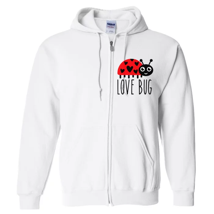 Kids Kids Love Bug Valentines Day Cute Ladybug With Hearts Gift Full Zip Hoodie