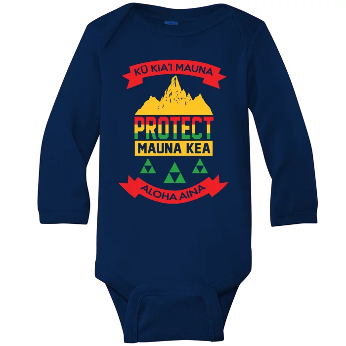 Ku Kia'i Mauna Protect Mauna Kea Aloha Aina Baby Long Sleeve Bodysuit