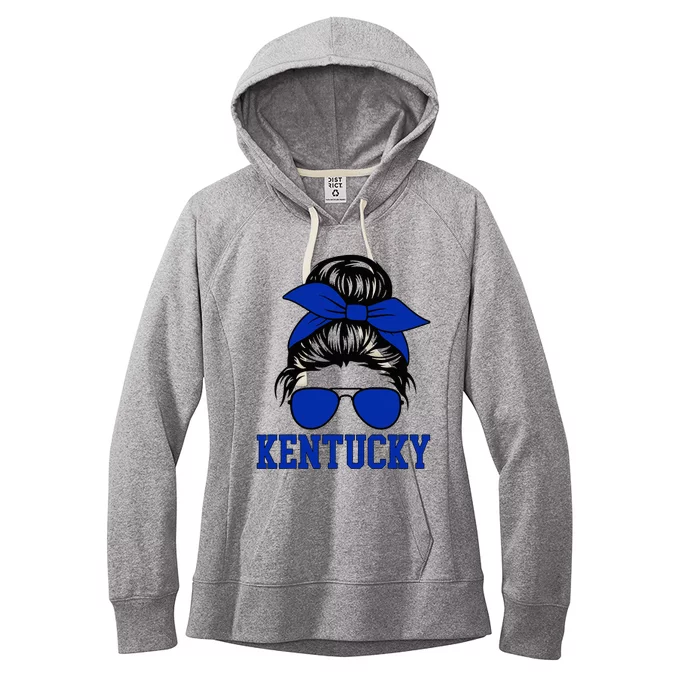 Kentucky Ky Messy Bun Varsity Women's Fleece Hoodie