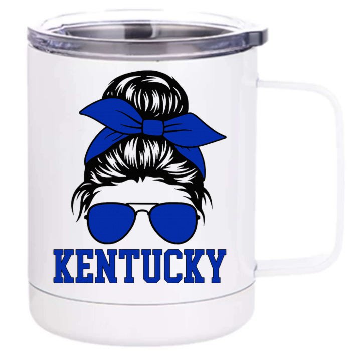 Kentucky Ky Messy Bun Varsity Front & Back 12oz Stainless Steel Tumbler Cup