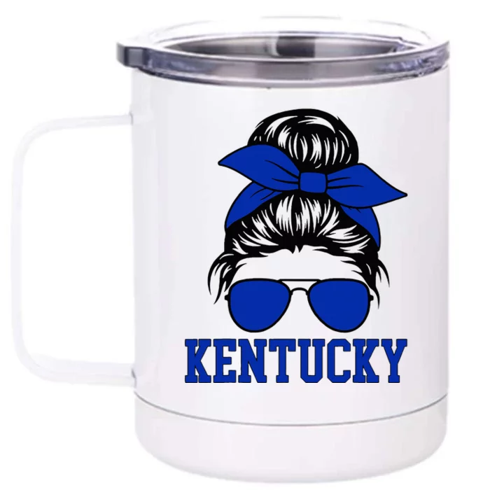 Kentucky Ky Messy Bun Varsity Front & Back 12oz Stainless Steel Tumbler Cup