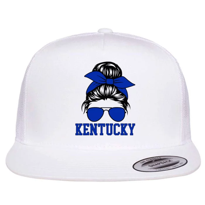 Kentucky Ky Messy Bun Varsity Flat Bill Trucker Hat