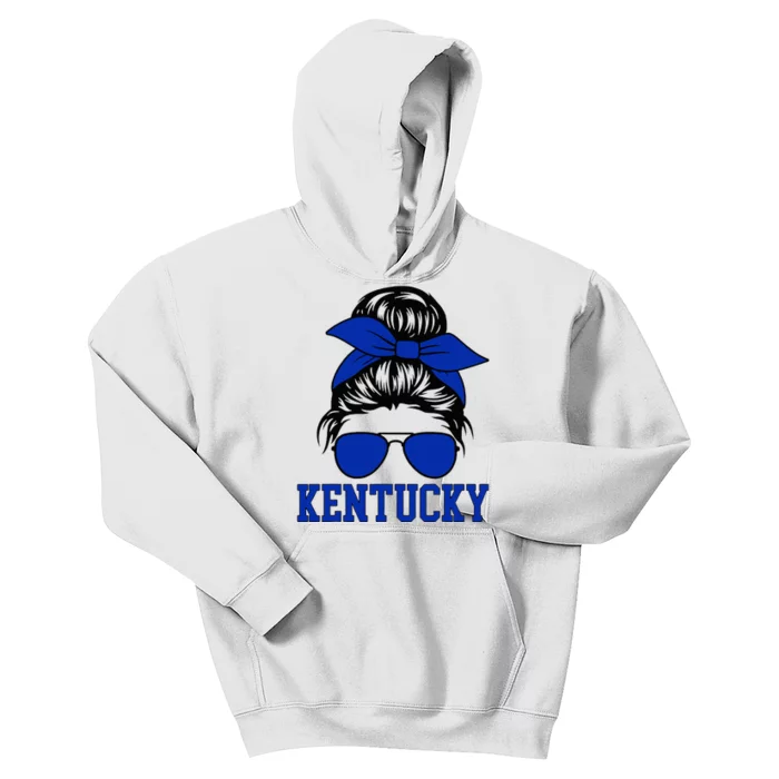 Kentucky Ky Messy Bun Varsity Kids Hoodie