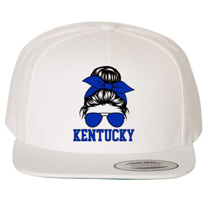 Kentucky Ky Messy Bun Varsity Wool Snapback Cap