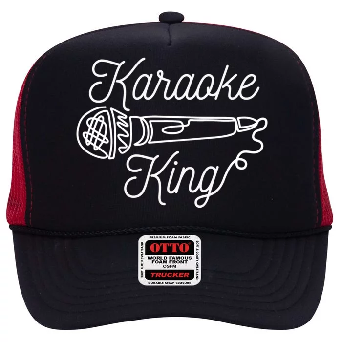 Karaoke King Microphone Musical High Crown Mesh Trucker Hat