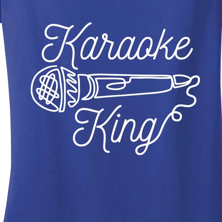 Karaoke King Microphone Musical Women's V-Neck T-Shirt