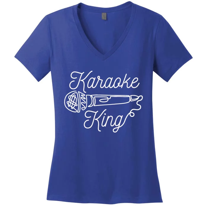 Karaoke King Microphone Musical Women's V-Neck T-Shirt