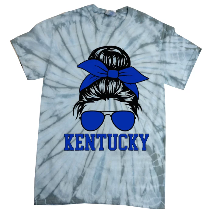 Kentucky Ky Messy Bun Varsity Vintage Sports Tie-Dye T-Shirt