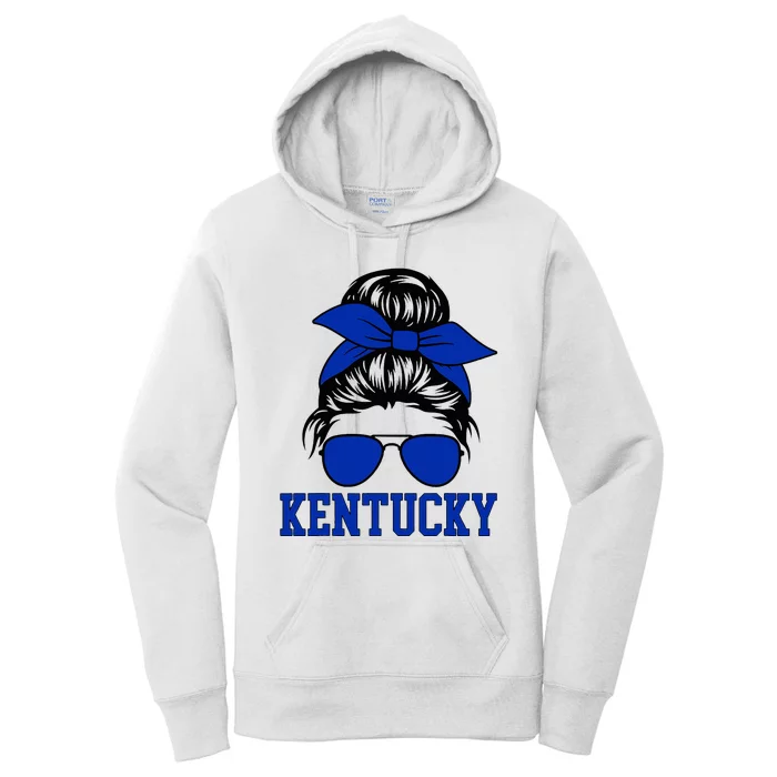 Kentucky Ky Messy Bun Varsity Vintage Sports Women's Pullover Hoodie