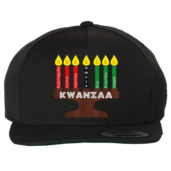 Kwanzaa Kinara Mishumaa With 7 Principles Wool Snapback Cap