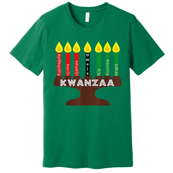 Kwanzaa Kinara Mishumaa With 7 Principles Premium T-Shirt