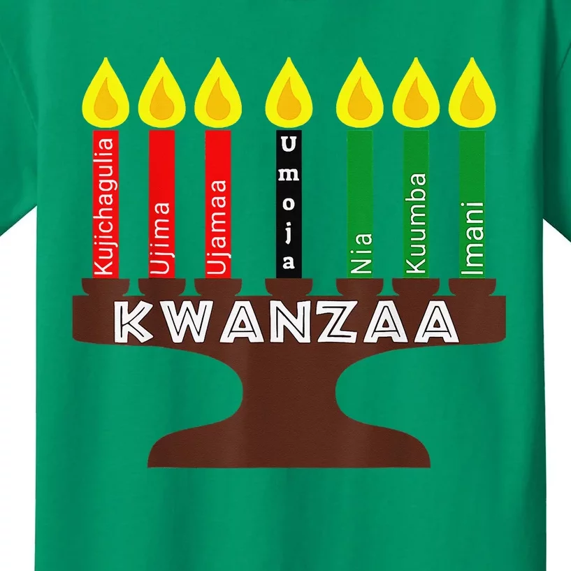 Kwanzaa Kinara Mishumaa With 7 Principles Kids T-Shirt