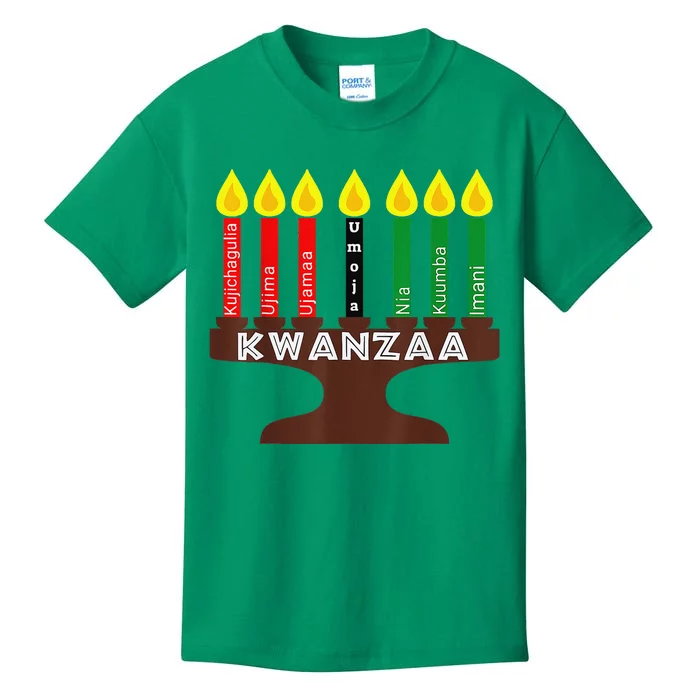 Kwanzaa Kinara Mishumaa With 7 Principles Kids T-Shirt